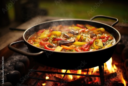 paella in traditional spanish cookware