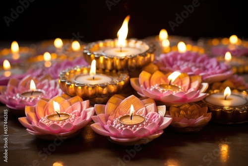 diyas arranged in the form of a lotus