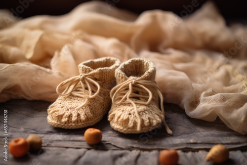 baby booties on a soft blanket