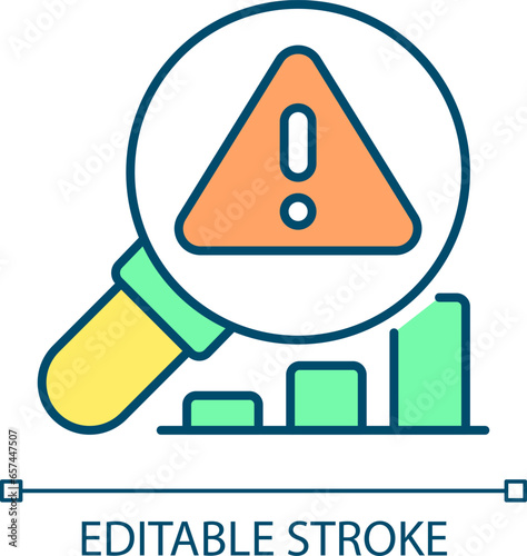 2D editable ultrasonic analysis icon representing predictive maintenance, isolated vector, multicolor thin line illustration.