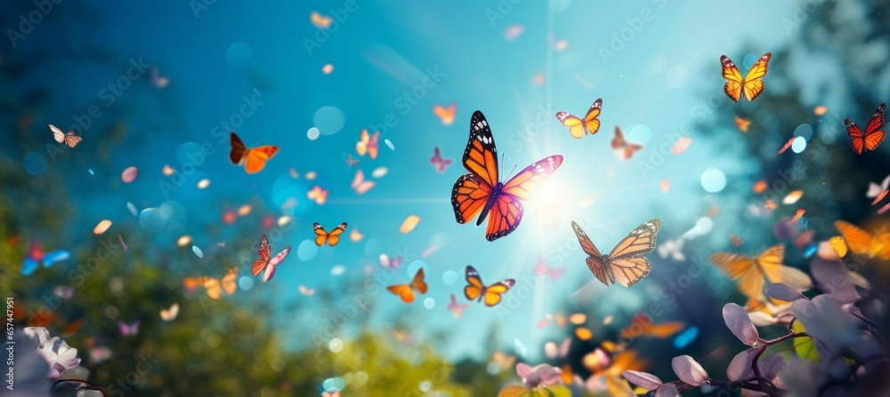 Flock of butterflies Generative AI technology.