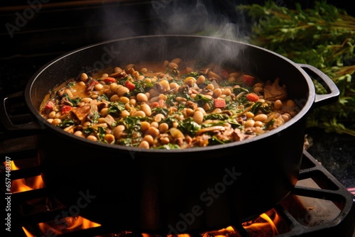 black-eyed peas stew cooking in pot for kwanzaa photo