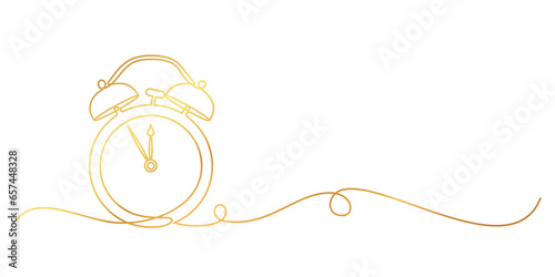golden alarm clock line art style illustration vector