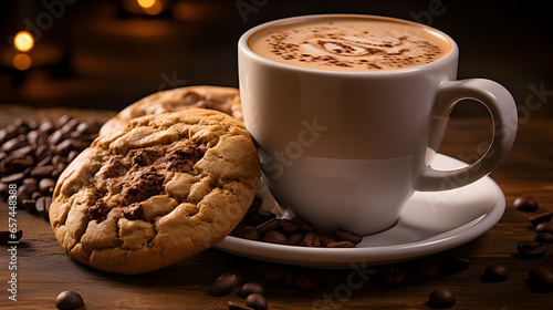 Hot Coffee with Chocolate Chip Cookies