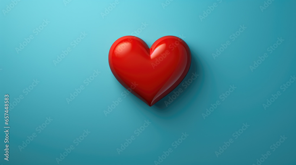 Red heart on blue background. Perfect for Valentine's Day or love-themed designs.