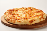 Delicious pizza sitting on top of wooden plate. Perfect for food and cooking-related projects.