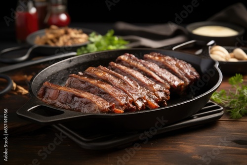 bbq ribs served in a cast iron pan