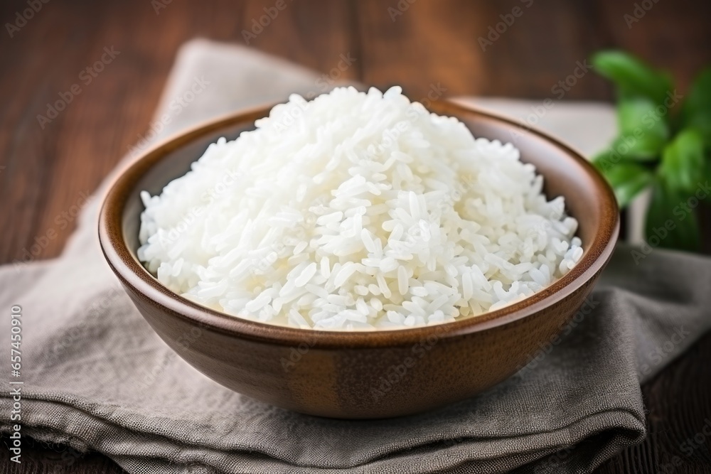 carefully portioned rice in a bowl carefully portioned rice in a bowl