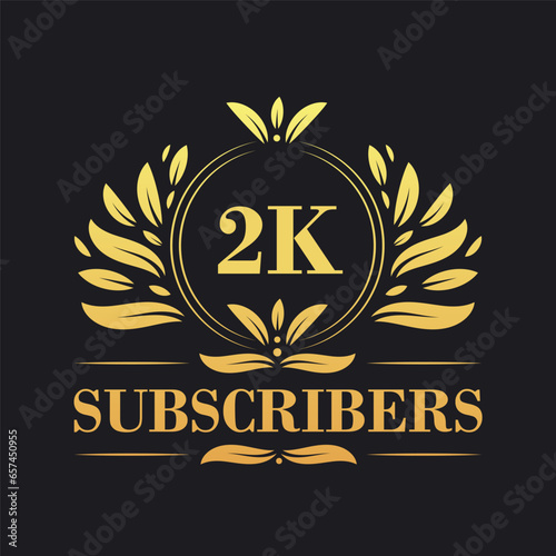 2K Subscribers celebration design. Luxurious 2K Subscribers logo for social media subscribers
