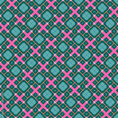 Seamless plaid pattern in pink and green. Vector illustration