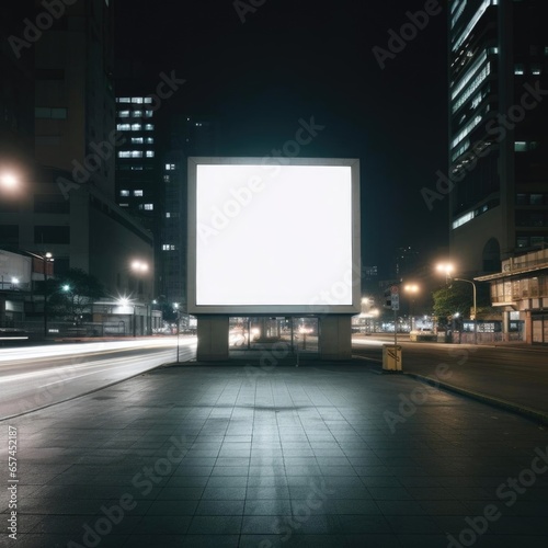 Outdoor billboard. Street poster with city background.