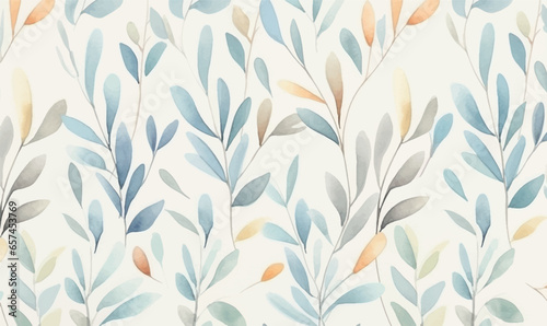 Watercolor floral background, texture, leaves, pastel colors