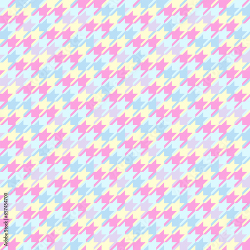 Seamless houndstooth pattern pastel color background. Vintage houndstooth texture for textile and fashion industry. Classic pattern for fashion print.