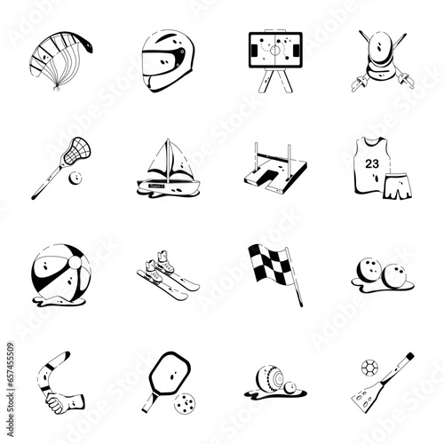 Collection of Glyph Sports Gear Icons 

