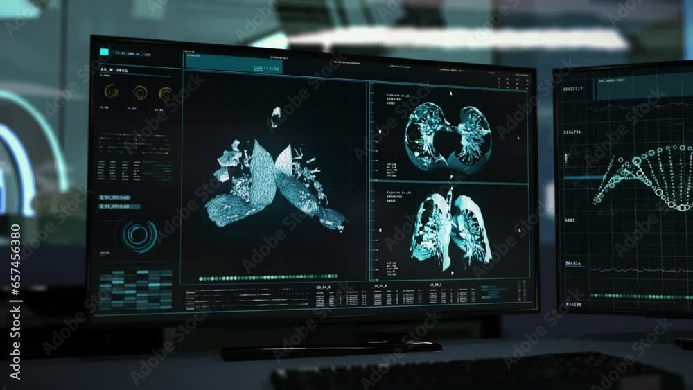 Futuristic Lung Cancer Diagnosis On Ct Scanning Interface. Oncological Research Via Futuristic Diagnostic Interface At A Medical Laboratory. Lung Cancer Diagnosis Detection With Futuristic Interface. Futuristic Lung Cancer Diagnosis On Ct Scanning Interface. Oncological Research Via Futuristic Diagnostic Interface At A Medical Laboratory. Lung Cancer Diagnosis Detection With Futuristic Interface.