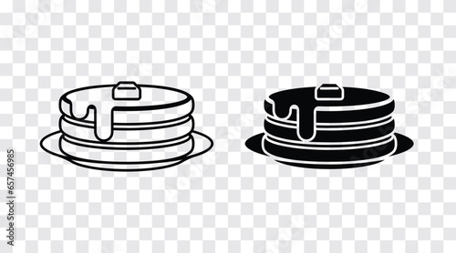 Breakfast pancakes with syrup and butter on a plate flat vector icon for food apps and websites.