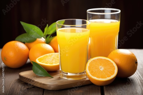 freshly juiced oranges in a clear glass