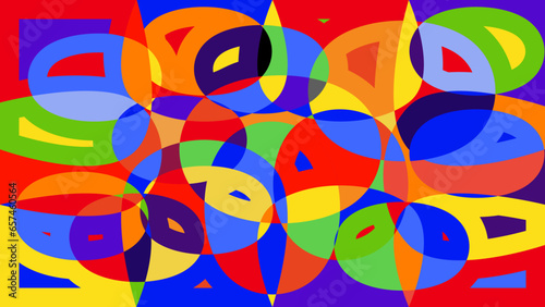 Mosaico geometrico con curvas y colores llamativos