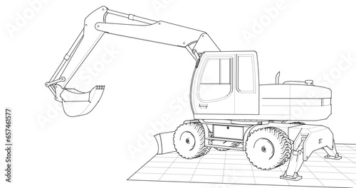  excavator machine technology 3d illustration
