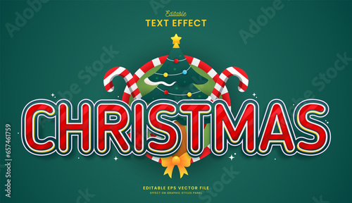 decorative christmas with decoration editable text effect vector design