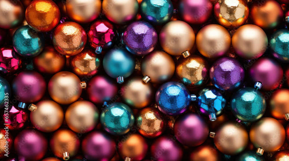 Colorful glass Christmas balls, top view Colorful glass Christmas balls, top view