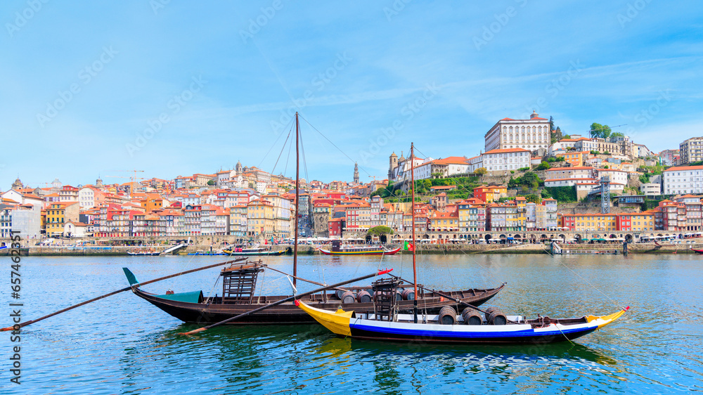 Porto city landscape and boats- travel, tour tourism, vacation in Portugal