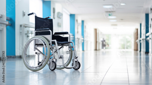 Wheelchair in hospital foyer