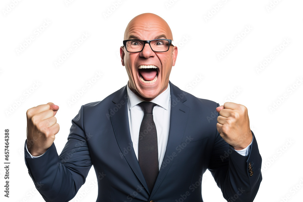 emotional, happy, excited, cheering businessman celebrating. on transparent background emotional, happy, excited, cheering businessman celebrating. on transparent background