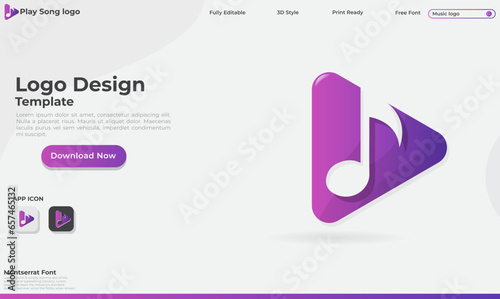 Play music logo design. Music play logo. Colorful Music bottom vector. Business. Song. Play. Headphone. Finance. Modern. Colorful. Creative. Arrow
