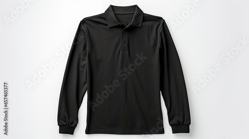 black long sleeves polo shirt isolated on white background
