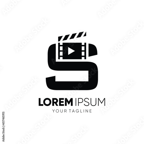 Letter S Clapperboard Logo Design Vector Icon Graphic Emblem Illustration