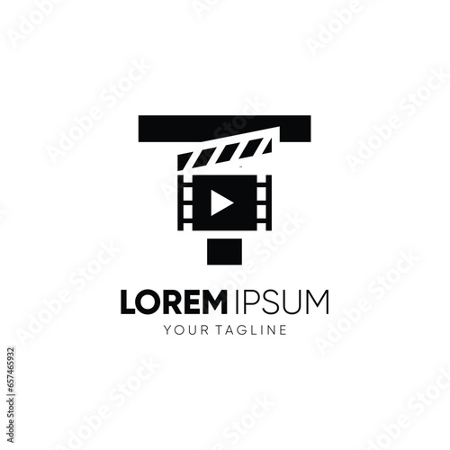 Letter T Clapperboard Logo Design Vector Icon Graphic Emblem Illustration