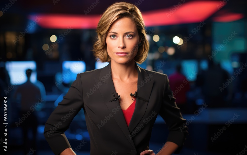 Fototapeta premium A female moderator on set. Generative AI