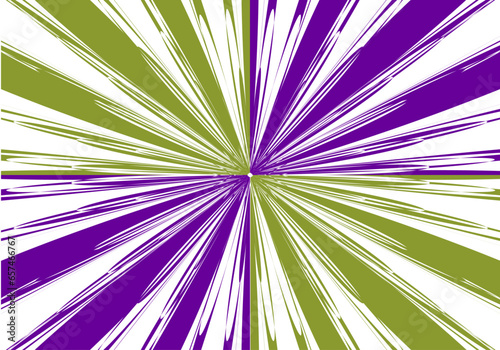 Fondo convergente en morado y verde pistacho. Rayos. Estallido. Explosión bicolor