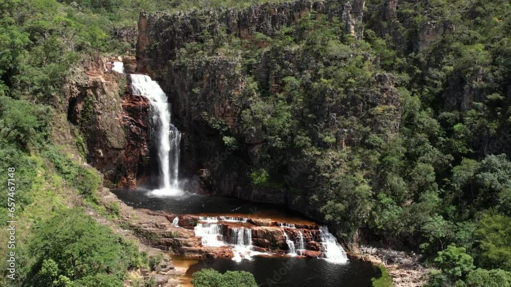 aerial view of the Catedral waterfall and Macaco river in Complexo do ...