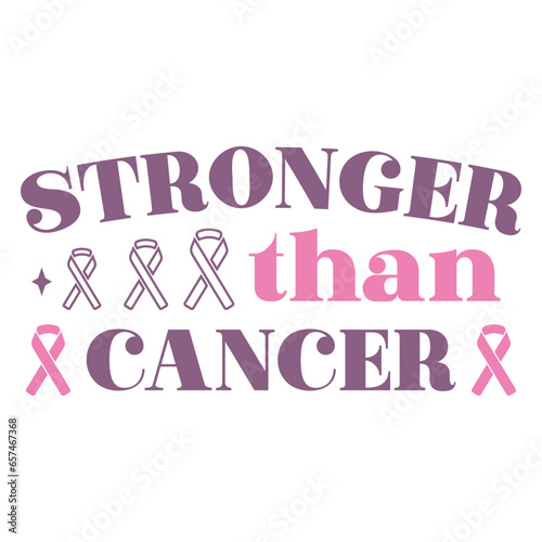 Stronger than Cancer, Breast Cancer Awarness Pink Ribbon typography design, Show your support for cancer survivors and those fighting the disease with this purple and pink ribbon design