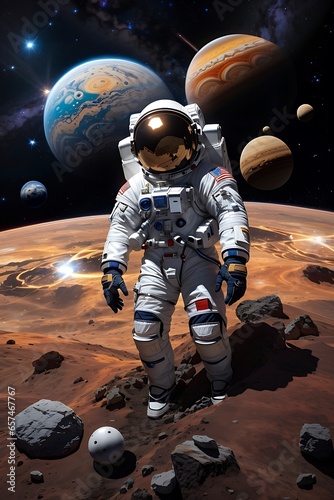 Super Nova, der auf dem Mond ist Astronaut der auf Astronaut fliegt photo