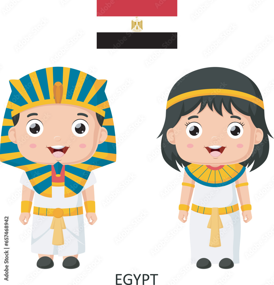 Cute boy and girl in Egyptians national clothes Cute boy and girl in Egyptians national clothes