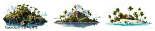 Set of picturesque palm islands, cut out