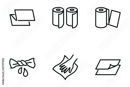 Paper towel line icons. Vector outline illustration with icon