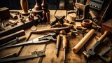 Various antique woodworking tools