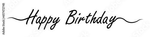 Canvas Print Happy birthday handwritten text lettering on white background