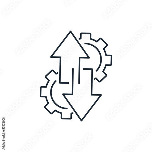 Structural reorganization.Update work processes. Vector linear icon isolated on white background.