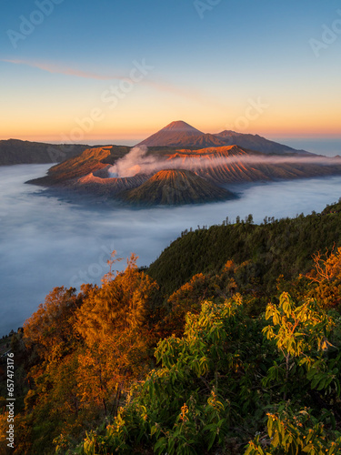 Bromo active volcano at sunrise,Tengger Semeru national park, East Java, Indonesia