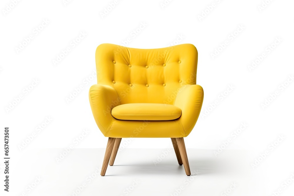 a yellow chair isolated on white background