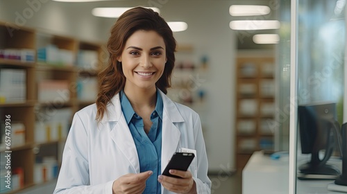 Beautiful female doctor using a mobile phone