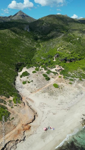 Aerial view of virgin beach in the mediterranean sea