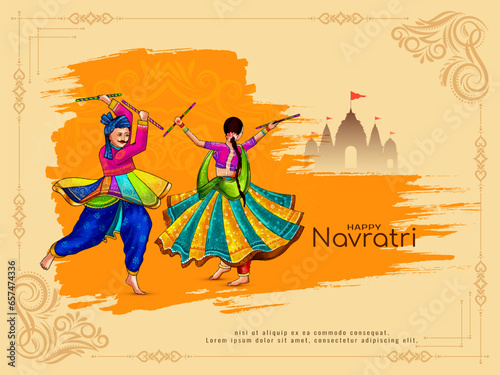 Happy navratri dandiya garba night celebration background