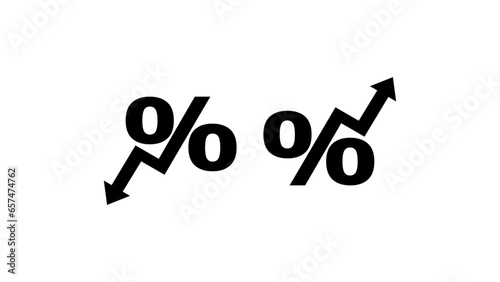 Interest rate symbol of increase and decrease, percent symbol with up or down arrow