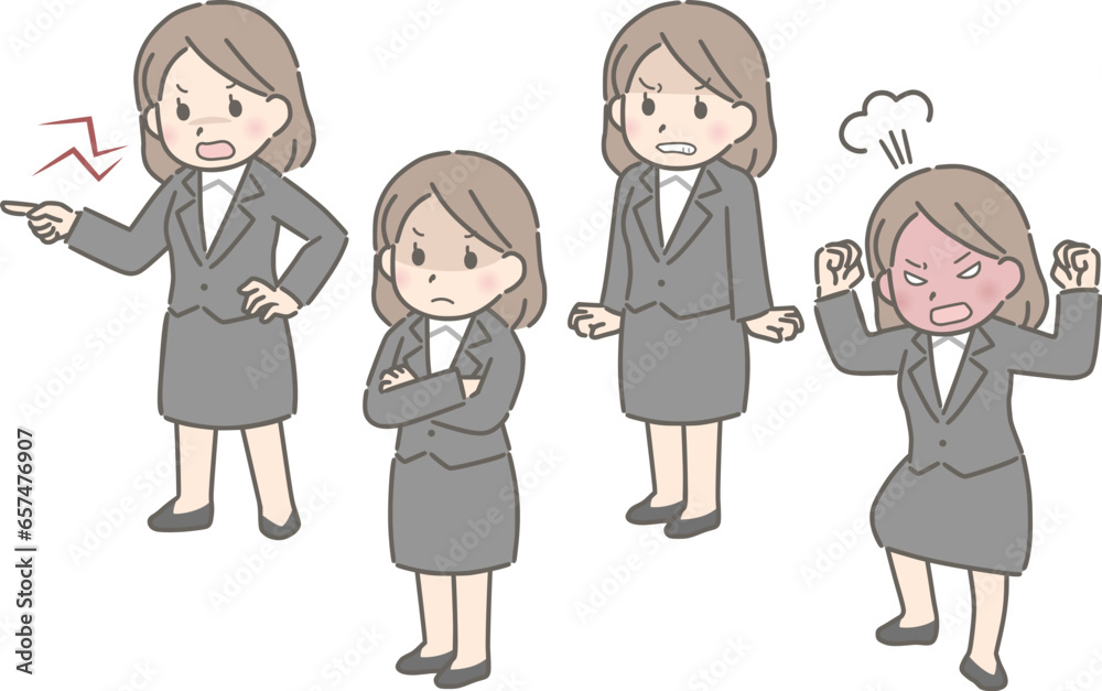 全身で怒る若い女性(スーツ) 全身で怒る若い女性(スーツ)